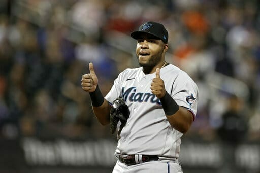 Jesús Aguilar is the Marlins' first baseman