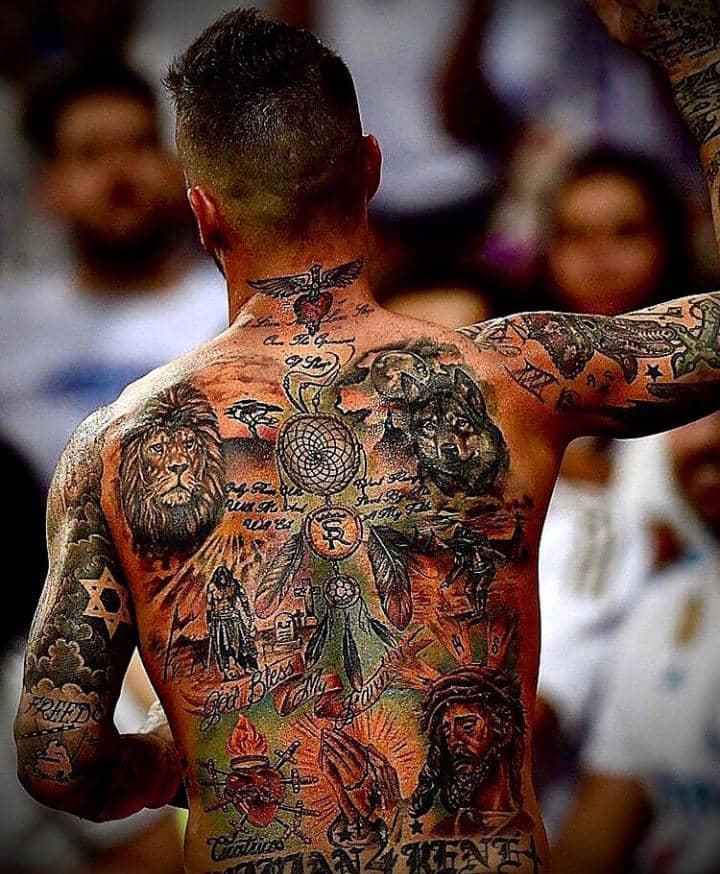 Celebritattoo — Sergio Ramos · Right side tattoo saying “Thanks...
