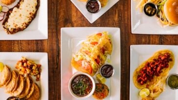 tacos placed on a table in a latin food new york restaurant