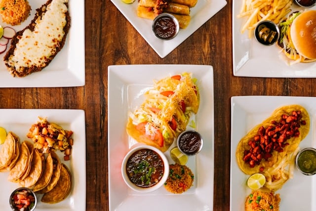 tacos placed on a table in a latin food new york restaurant