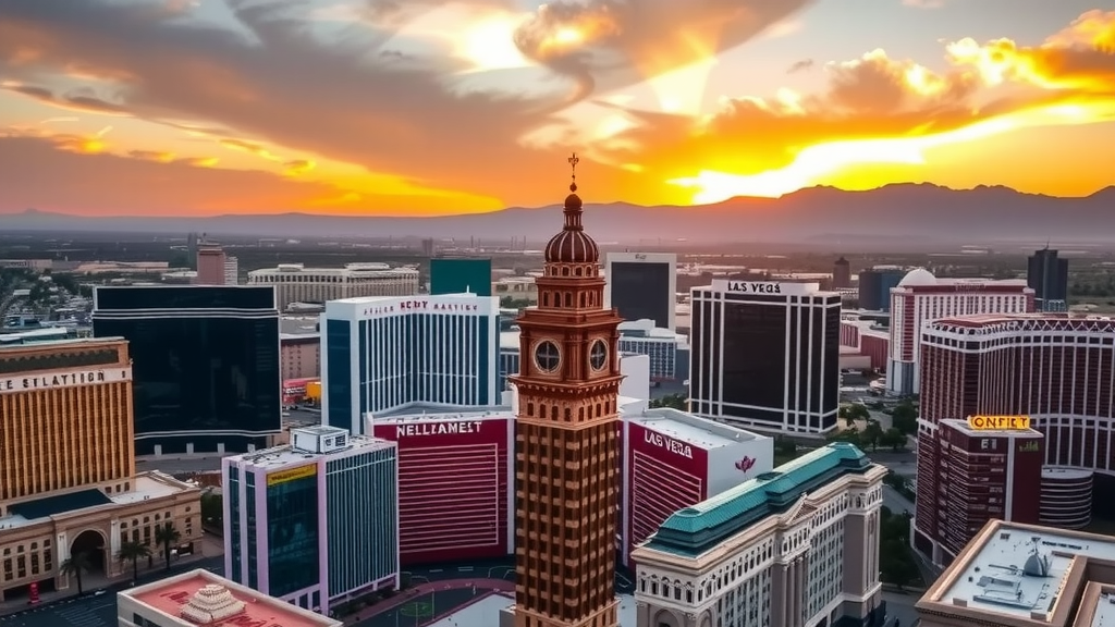Aerial view of Las Vegas detailing its historical evolution.
