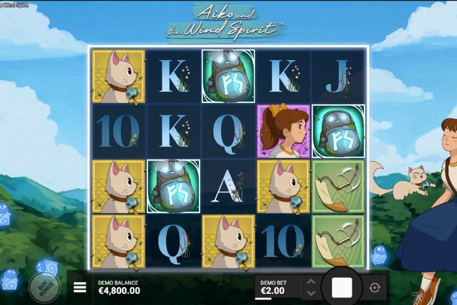 Aiko and the Wind Spirit free spins symbols screenshot