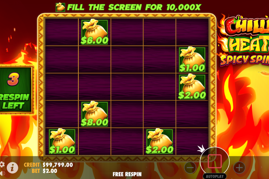 Chilli Heat Spicy Spins Respins bonus feature screenshot