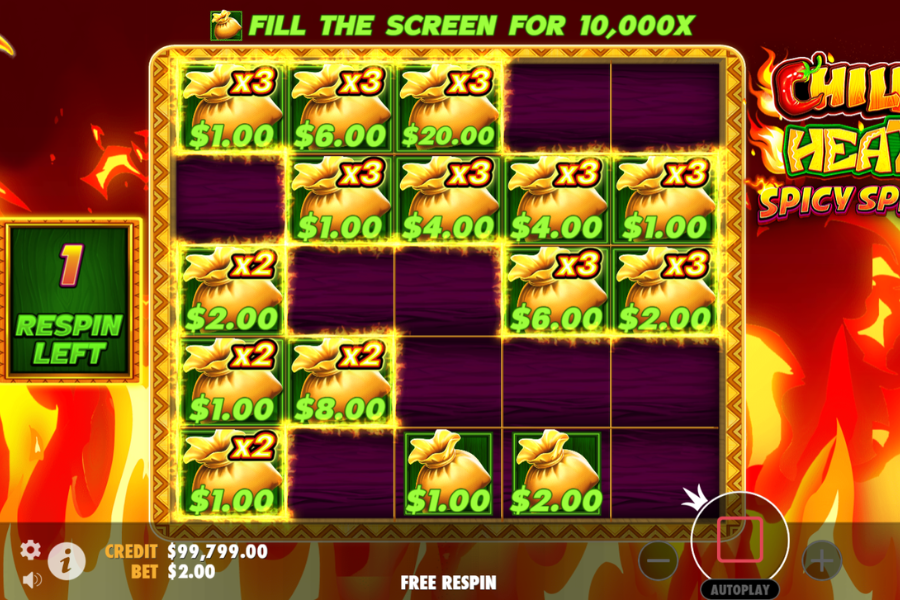 Chilli Heat Spicy Spins clustered multipliers screenshot