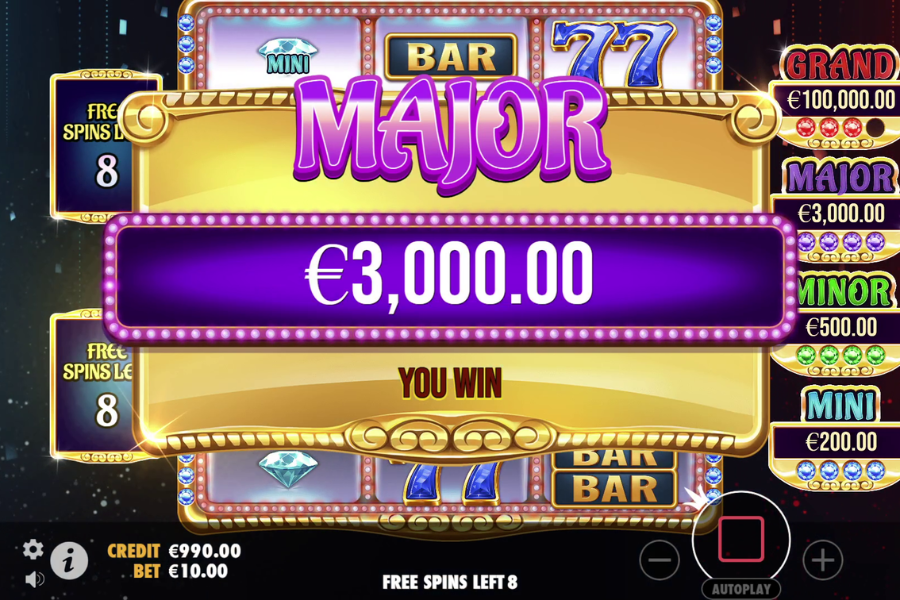 Gem Trio Major Jackpot win Screenshot