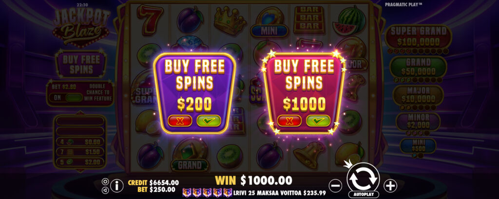 Jackpot Blaze Screenshot of Bonus Buy Features