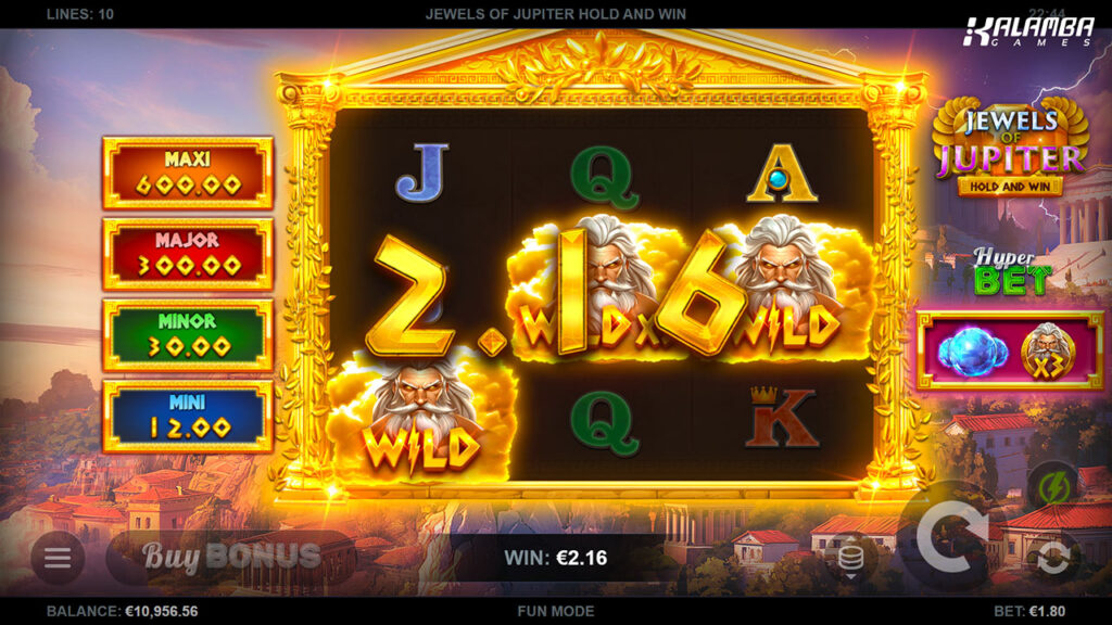 Jewels of Jupiter Hold and Win Screenshot of a win