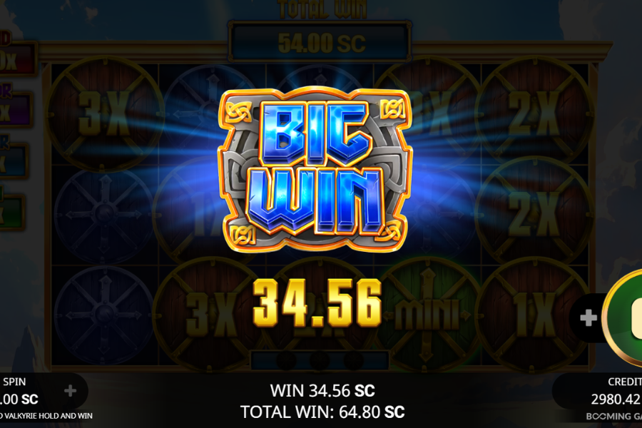 Shields of Gold Valkyrie Hold and Win Big Win Screenshot